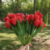 Bulk 8Pcs Large 17" Tulips Bush Shrub Artificial Flowers for Outdoors UV Resistant Plants Wholesale