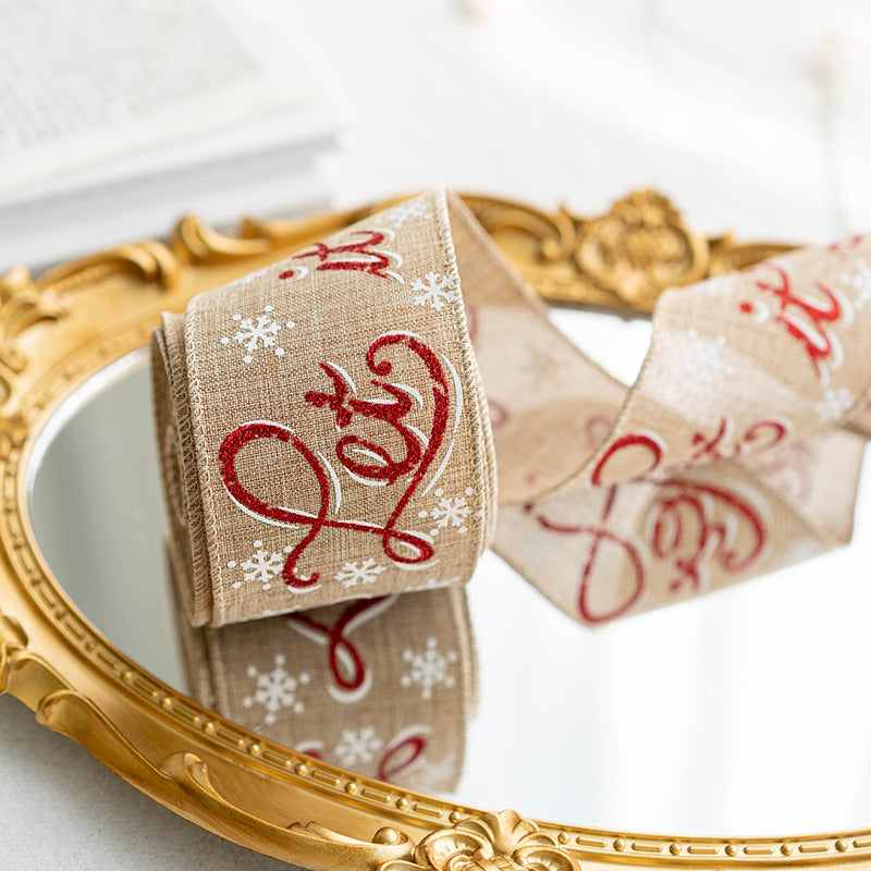 Bulk 5 Yards Linen Christmas Ribbon for Gift Wrapping Crafts DIY Xmas Decorations Wholesale