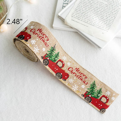 Bulk 5 Yards Linen Christmas Ribbon for Gift Wrapping Crafts DIY Xmas Decorations Wholesale