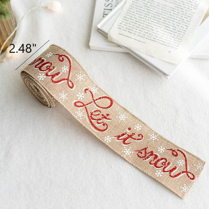 Bulk 5 Yards Linen Christmas Ribbon for Gift Wrapping Crafts DIY Xmas Decorations Wholesale