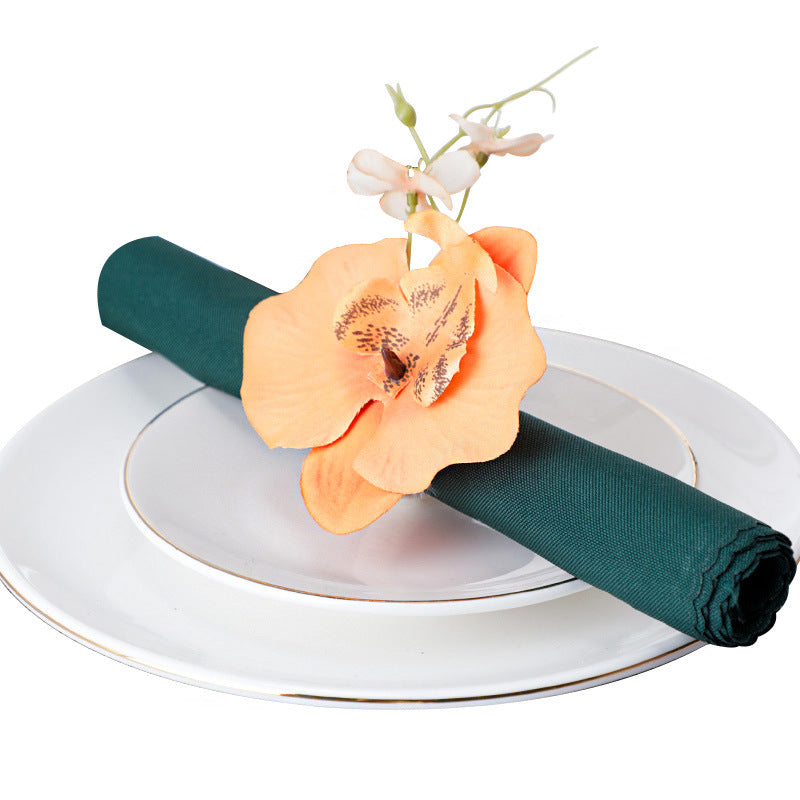 Bulk Artificial Orchid Silk Flowers Napkin Rings Wholesale
