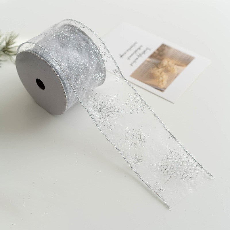 Bulk Christmas Snowflake Ribbon Mesh Ribbon DIY Bows Christmas Tree Decoration Wholesale