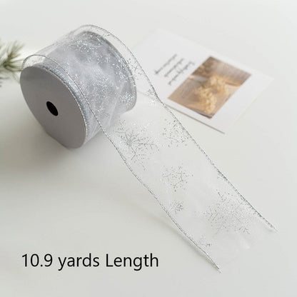 Bulk Christmas Snowflake Ribbon Mesh Ribbon DIY Bows Christmas Tree Decoration Wholesale
