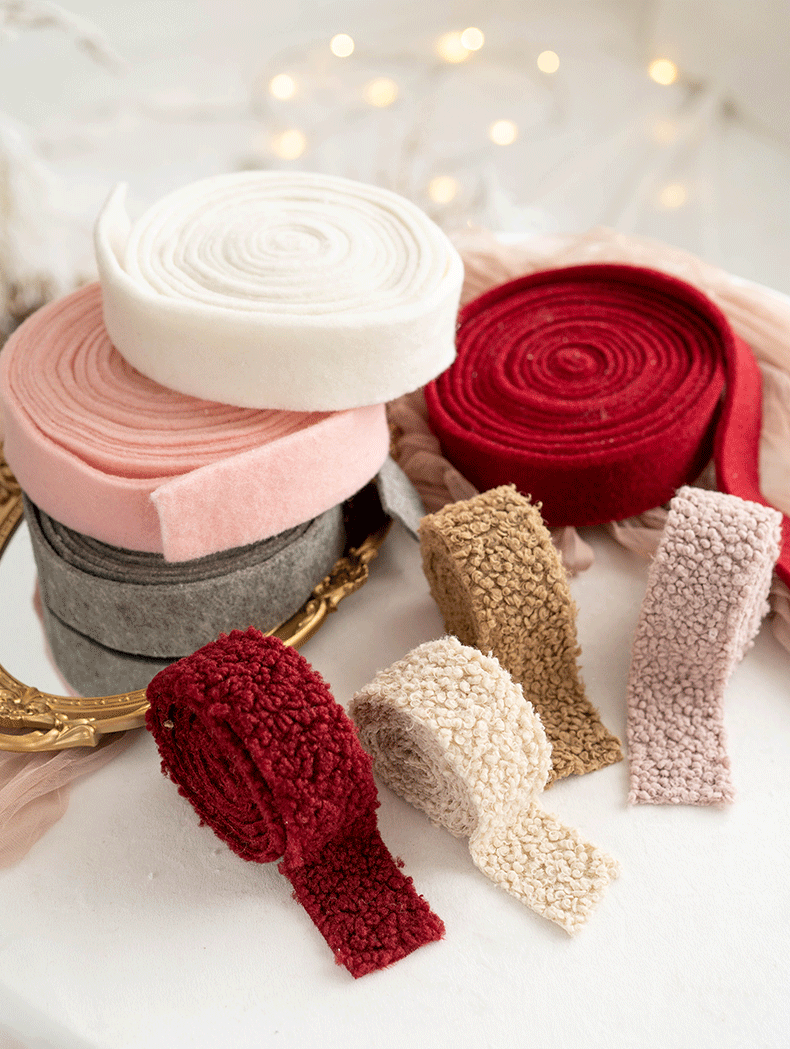 Bulk Christmas Wool Felt Ribbon for DIY Crafts Gifts Bow Christmas Tree Ribbon Wholesale