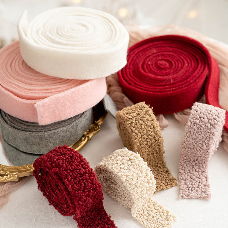Bulk Christmas Wool Felt Ribbon for DIY Crafts Gifts Bow Christmas Tree Ribbon Wholesale