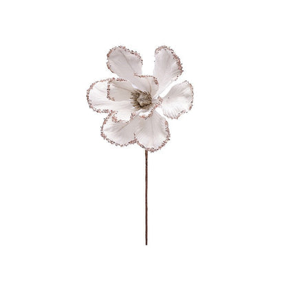 Holiday & Event Decor Glittered Artificial Christmas Flower Stems, 10", White & Burgundy