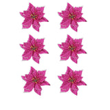 Bulk 36Pcs Artificial Christmas Poinsettia Christmas Tree Flowers Glitter Flowers Hanging Ornaments Wholesale