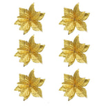Bulk 36Pcs Artificial Christmas Poinsettia Christmas Tree Flowers Glitter Flowers Hanging Ornaments Wholesale