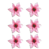 Bulk 36Pcs Artificial Christmas Poinsettia Christmas Tree Flowers Glitter Flowers Hanging Ornaments Wholesale
