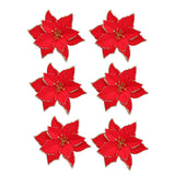 Bulk 36Pcs Artificial Christmas Poinsettia Christmas Tree Flowers Glitter Flowers Hanging Ornaments Wholesale