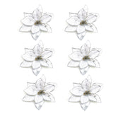 Bulk 36Pcs Artificial Christmas Poinsettia Christmas Tree Flowers Glitter Flowers Hanging Ornaments Wholesale