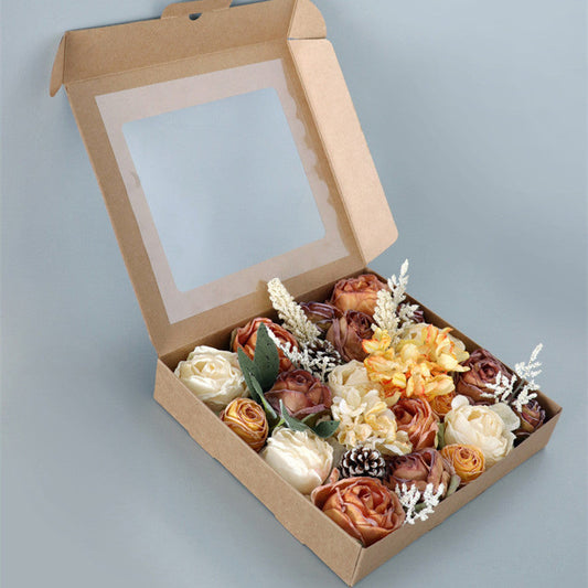 Birthday & Event DIY Faux Floral Box Kit, Vintage Autumnal Tones for Bouquets & Decor