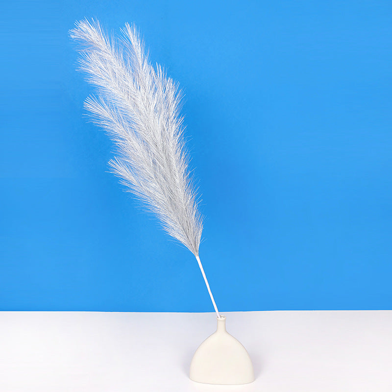 Bulk Set of 3 Pcs Luxury Extra Large 43 Inch Faux Golden Pampas Grass Silver Boho Flowers Decor Wholesale