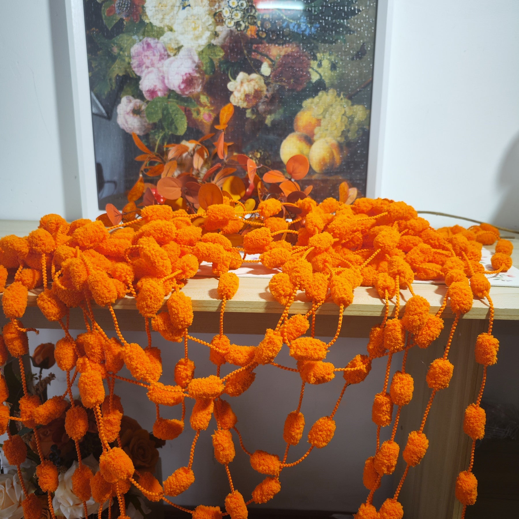 Bulk 43 Yard Extra Long Marigold Garland for Wedding Party Fall Mantle Diwali Floral Arrangements Wholesale