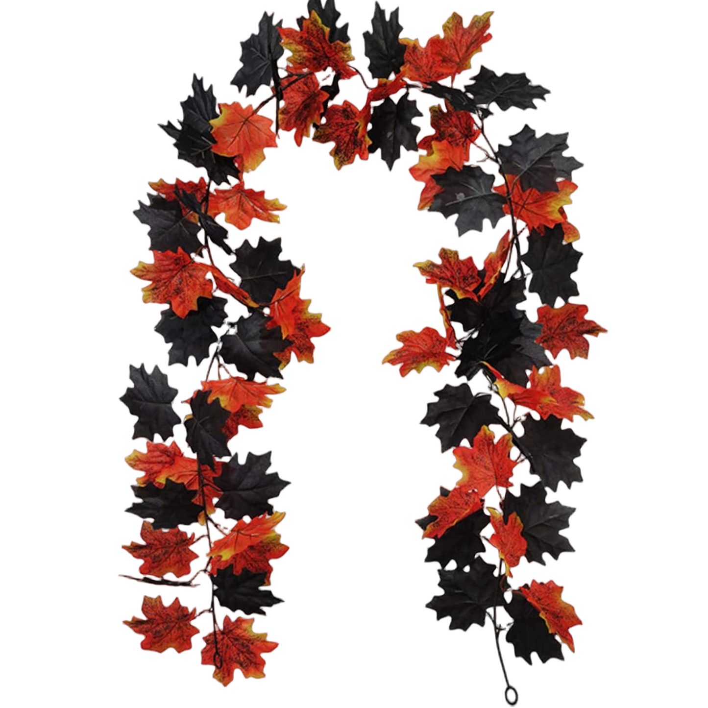 Bulk Artificial Black Maple Leaf Vine Halloween Artificial Hanging Fall Leave Floral Vines Wholesale