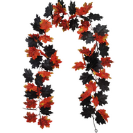 Bulk Artificial Black Maple Leaf Vine Halloween Artificial Hanging Fall Leave Floral Vines Wholesale