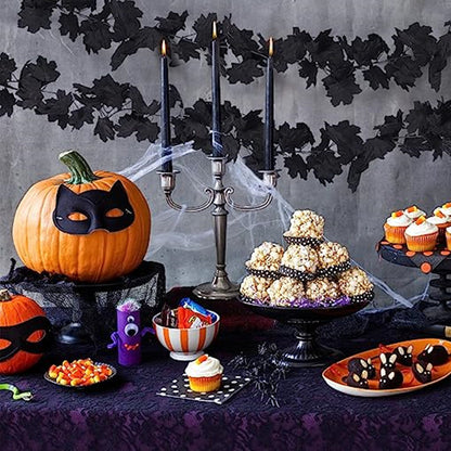 Bulk Artificial Black Maple Leaf Vine Halloween Artificial Hanging Fall Leave Floral Vines Wholesale