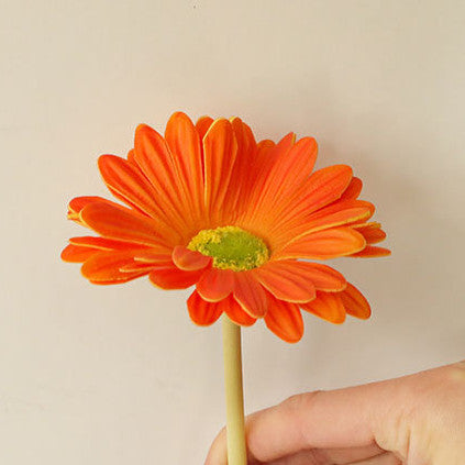 Floral Decor Artificial Gerbera Daisy Stems, 15 in Real-Touch PU Faux Flowers for Venue Styling