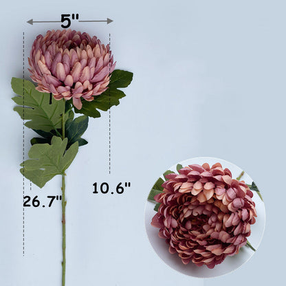 Premium 5 Piece Realistic Kiku Flower Stems  Artificial Chrysanthemum Buds for Luxury Wedding & Home Décor Centerpieces 14 Colors