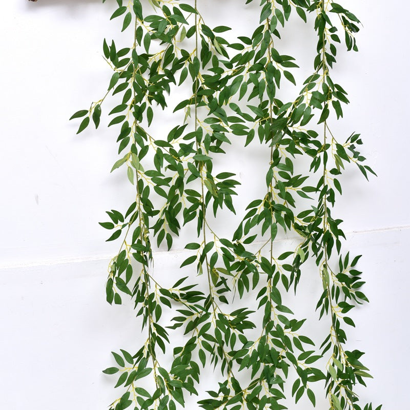 Premium Italian Ruscus Greenery Garland - Real-Touch Silk Willow Leaf Stems for Wedding Home & Event Décor