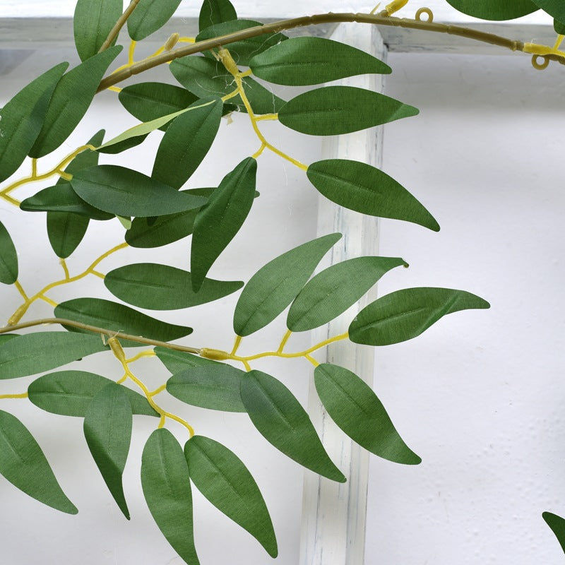 Premium Italian Ruscus Greenery Garland - Real-Touch Silk Willow Leaf Stems for Wedding Home & Event Décor