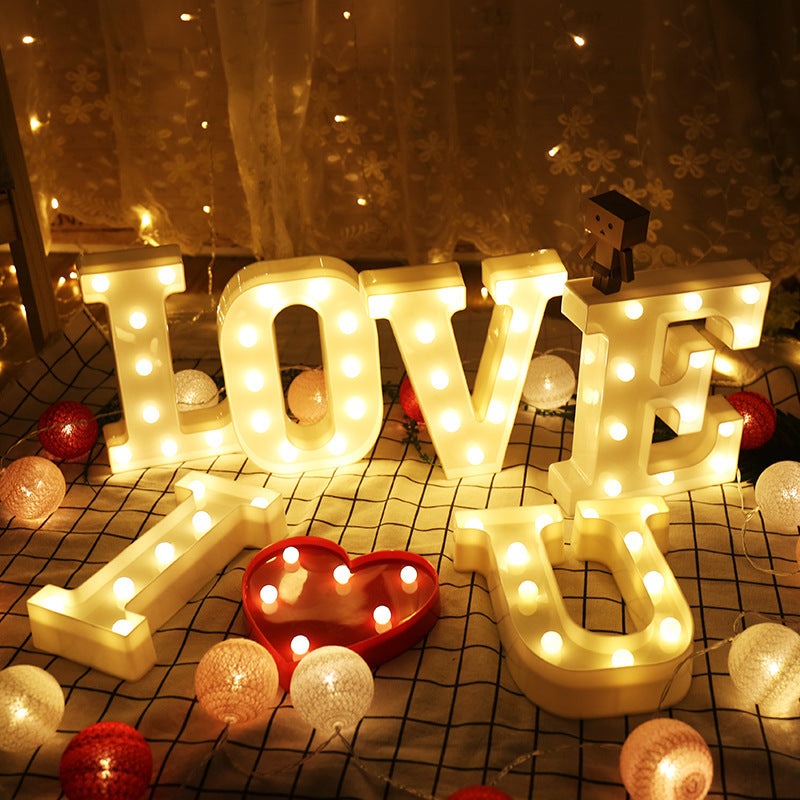 Bulk Light Up LED Letter Lights Sign for Night Light Wedding/Birthday Party Battery Powered Christmas Lamp Home Bar Decoration Wholesale