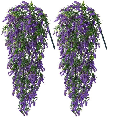 Commercial Venue Hanging Artificial Lavender Vines, 21.7" L, Purple Cascading Decor