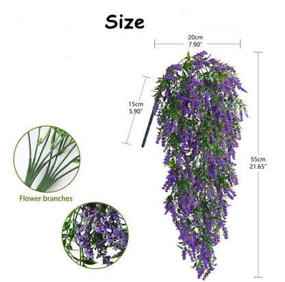 Commercial Venue Hanging Artificial Lavender Vines, 21.7" L, Purple Cascading Decor