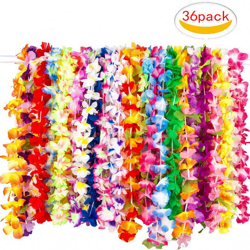 Event & Luau Hawaiian Lei Set, 36 Pack, Assorted Rainbow Colors
