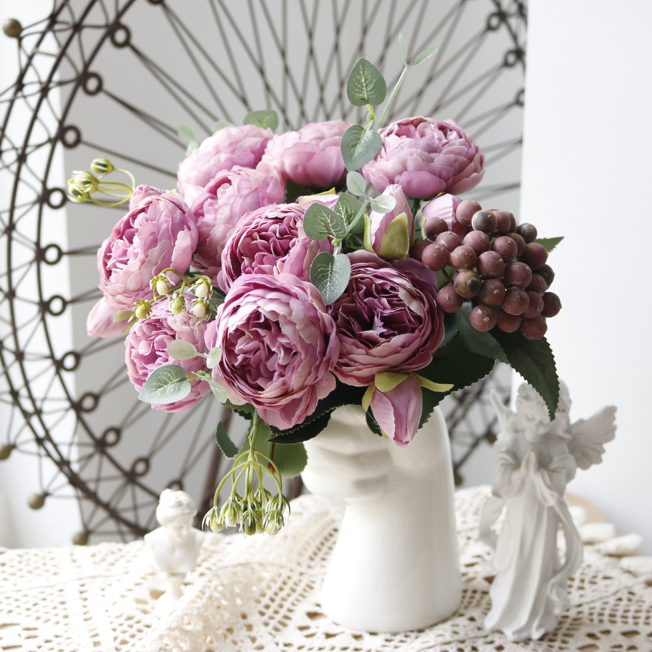 Bulk 12" Artificial Peonies Bush with Buds Silk Floral Arrangement Wholesale