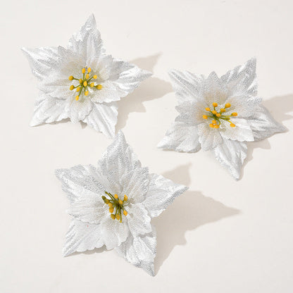 Bulk 50 Pcs Christmas Poinsettia Flowers for Christmas Tree Ornaments Wholesale