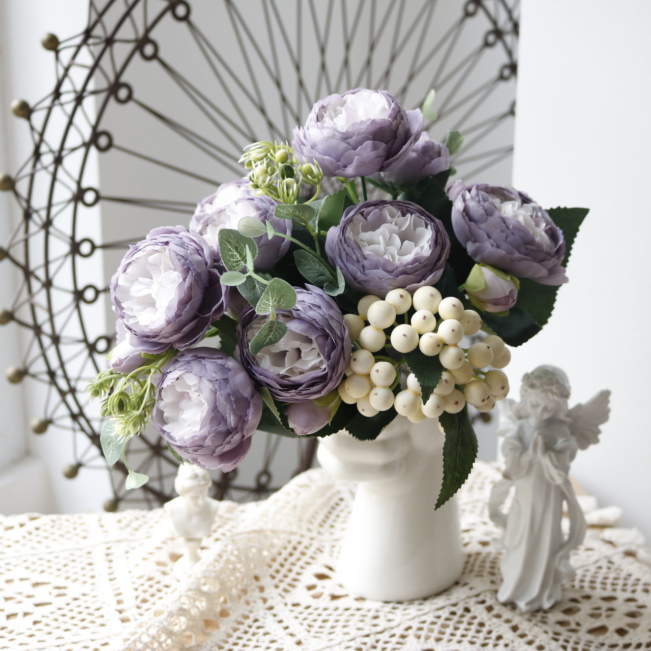 Bulk 12" Artificial Peonies Bush with Buds Silk Floral Arrangement Wholesale