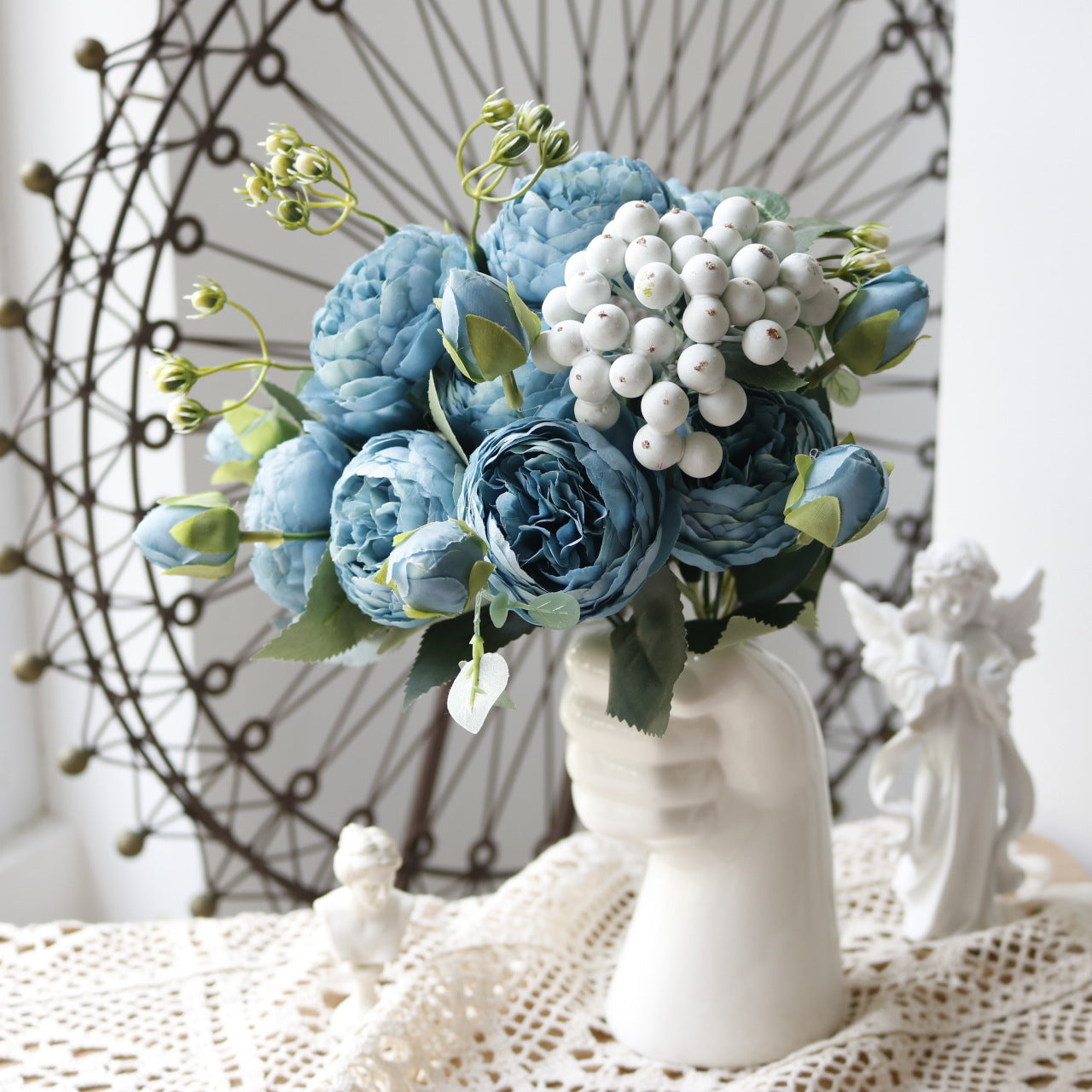 Bulk 12" Artificial Peonies Bush with Buds Silk Floral Arrangement Wholesale