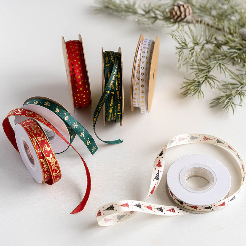 Bulk 10 Yards Christmas Ribbon Christmas Grosgrain Ribbon for Gift Wrapping DIY Crafts Xmas Decorations Wholesale