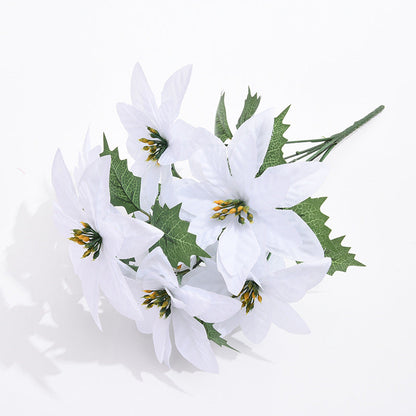 Bulk 14" Poinsettias Bush Flowers Assemble Artificial Christmas Flowers DIY Wholesale