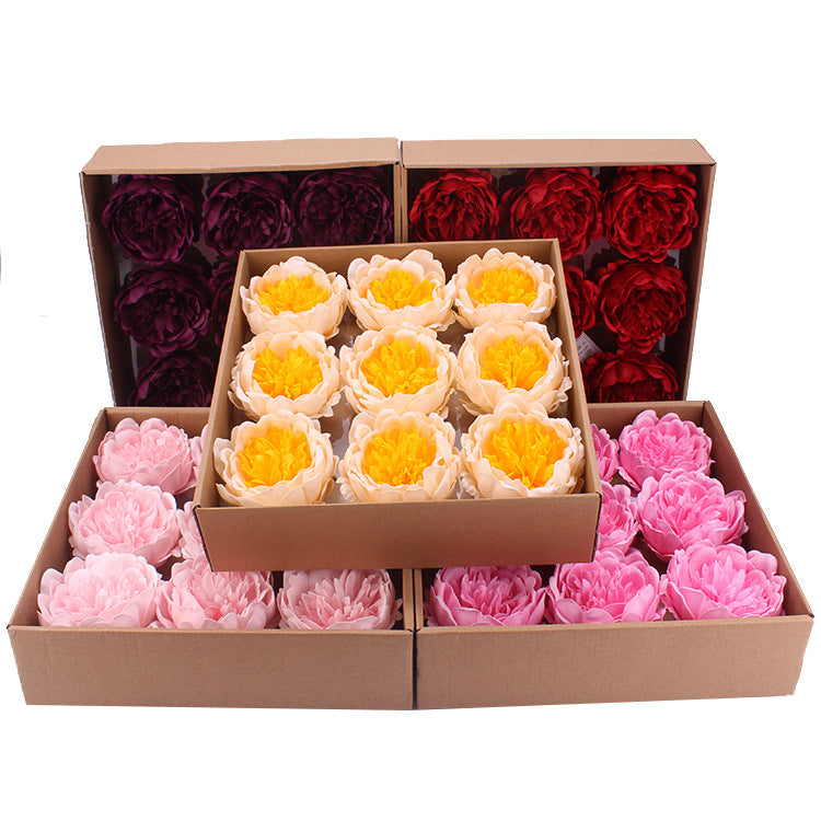 Bulk 9Pcs Large Peony Soap Artificial Flowers Heads Box Gifts for Mom Women Wholesale