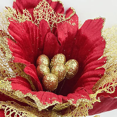 Bulk 11.8" Large Christmas Poinsettias Heads Artificial Christmas Flowers Glitter Flowers Mall Prop Wholesale