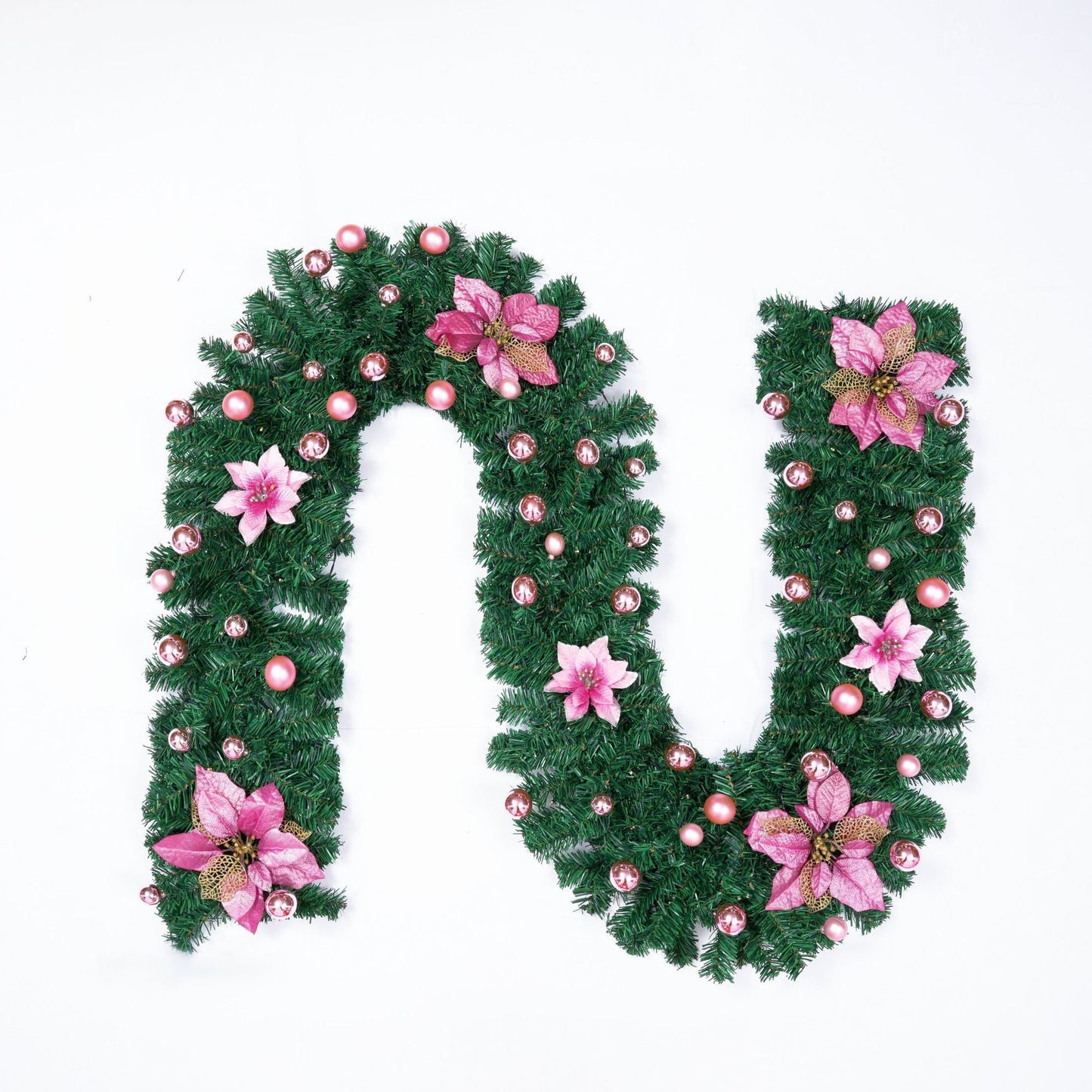 Bulk 9 Feet Pre-Lit Artificial Christmas Garland with LED Lights for Mantle Stair Railing Indoor Outdoor Wholesale