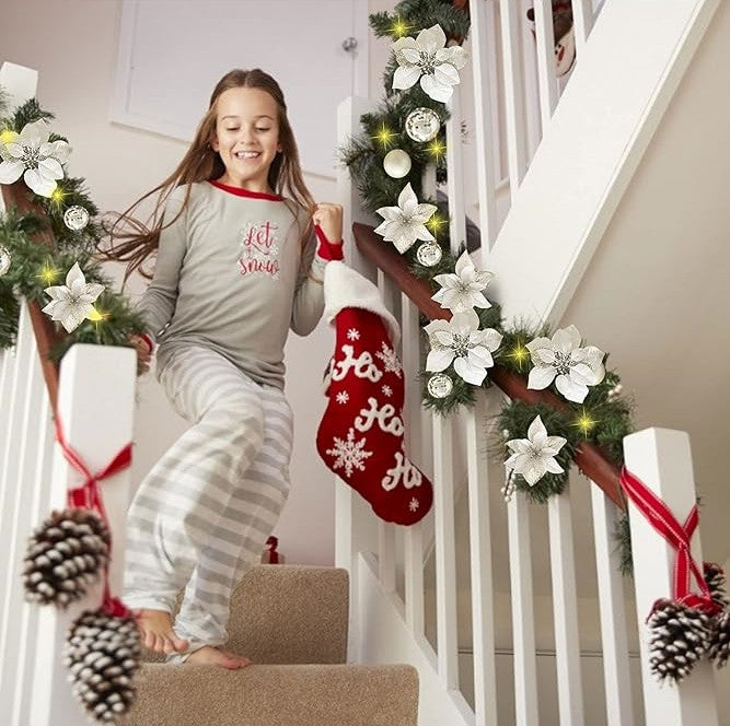 Bulk 9 Feet Pre-Lit Artificial Christmas Garland with LED Lights for Mantle Stair Railing Indoor Outdoor Wholesale