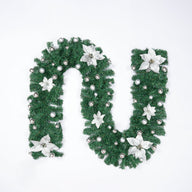 Bulk 9 Feet Pre-Lit Artificial Christmas Garland with LED Lights for Mantle Stair Railing Indoor Outdoor Wholesale