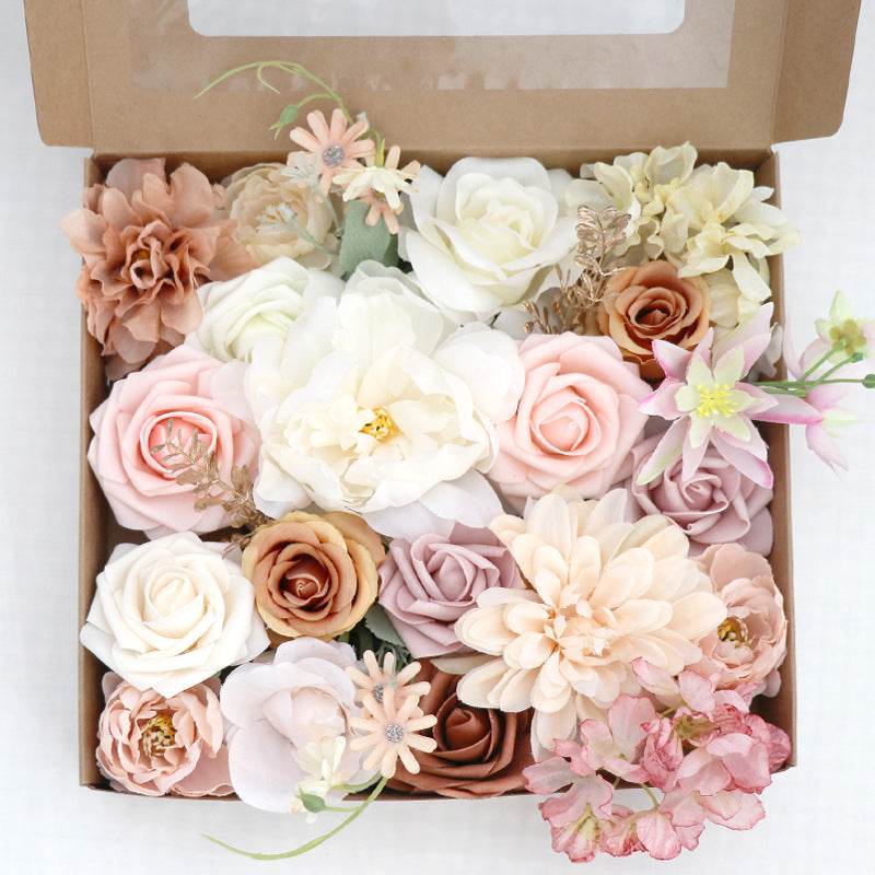 Bulk Artificial Rose Flowers Pink Bouquets Box Set for DIY Wholesale