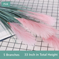 Bulk 33" Artificial Grass Plant Faux Reed Grass Fake Shrubs Outdoor Plant Pampas Wholesale