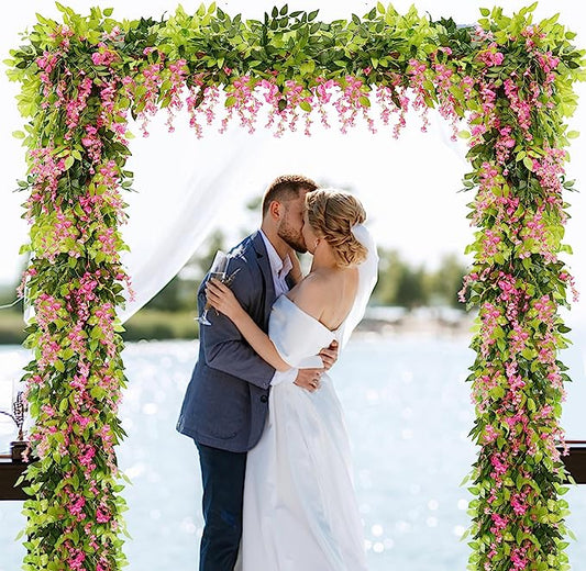 Premium 7Ft Luxury Silk Wisteria Garland UV Resistant Outdoor Wedding Arch Decor All Weather Faux Flowers Garden Porch Ceremony
