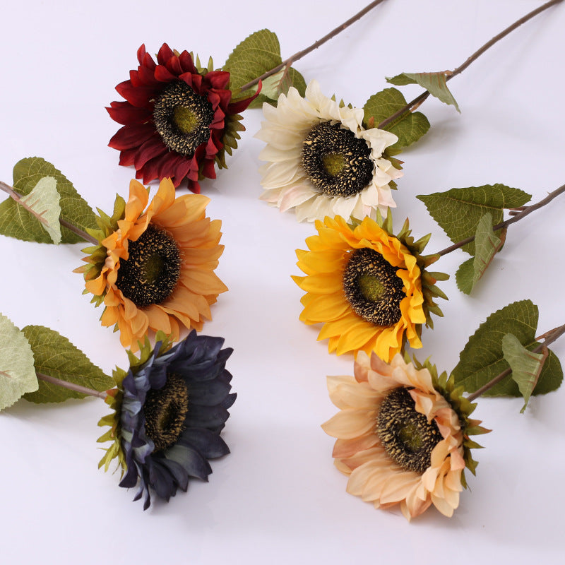 Bulk 17" Retro Sunflowers Stems Vintage Artificial Silk Flowers Wholesale