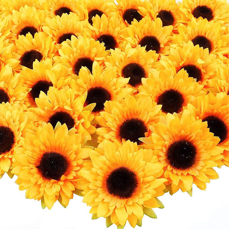 Bulk 3.5" Sunflower Flower Head Artificial Silk Flowers Wholesale