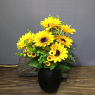 Bulk 17" 12 Stems Lush Sunflowers Bush Artificial Silk Flowers Home Decor Wholesale