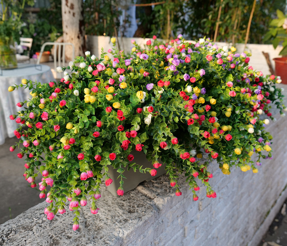 Bulk Artificial Rose Buds Flowers Outdoors Fake Shrubs Greenery Plants Indoor UV Resistant for Outdoor Garden Porch Decoration Wholesale