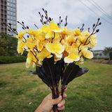 Bulk 17" 4 Bushes Artificial Flowers Phalaenopsis Butterfly Orchid Bush for Outdoors Wholesale