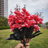 Bulk 17" 4 Bushes Artificial Flowers Phalaenopsis Butterfly Orchid Bush for Outdoors Wholesale