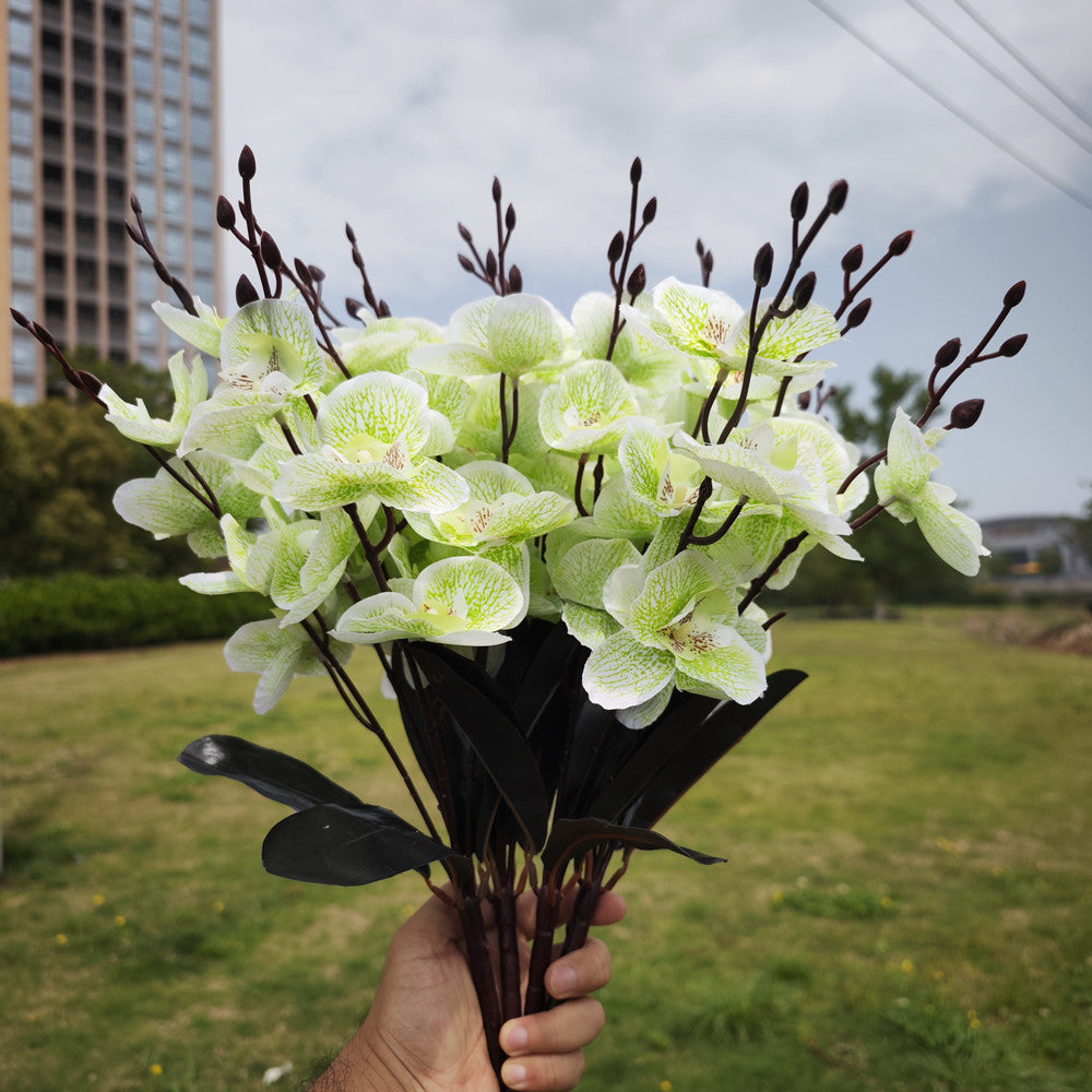 Bulk 17" 4 Bushes Artificial Flowers Phalaenopsis Butterfly Orchid Bush for Outdoors Wholesale